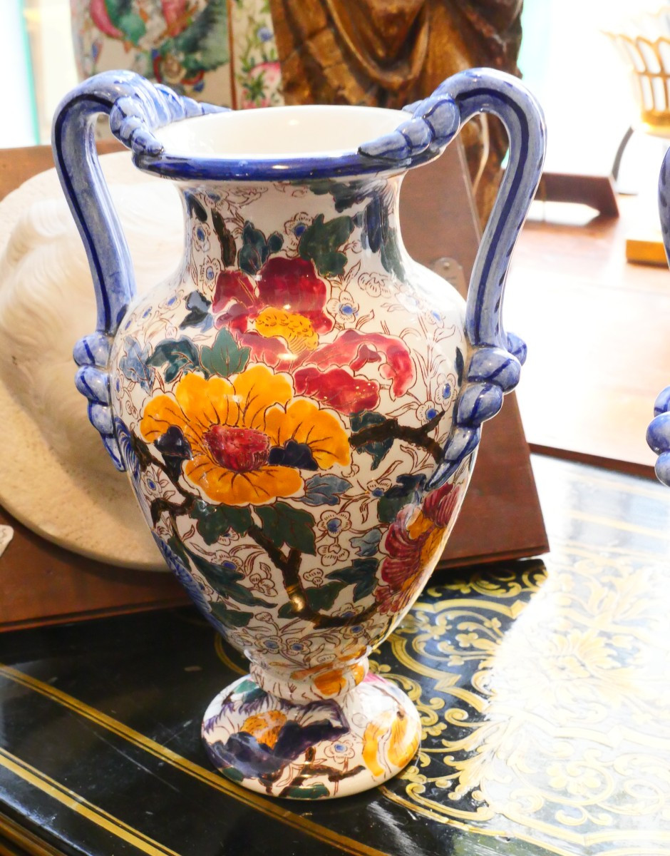 Paire de vases en faience  Gien -photo-2