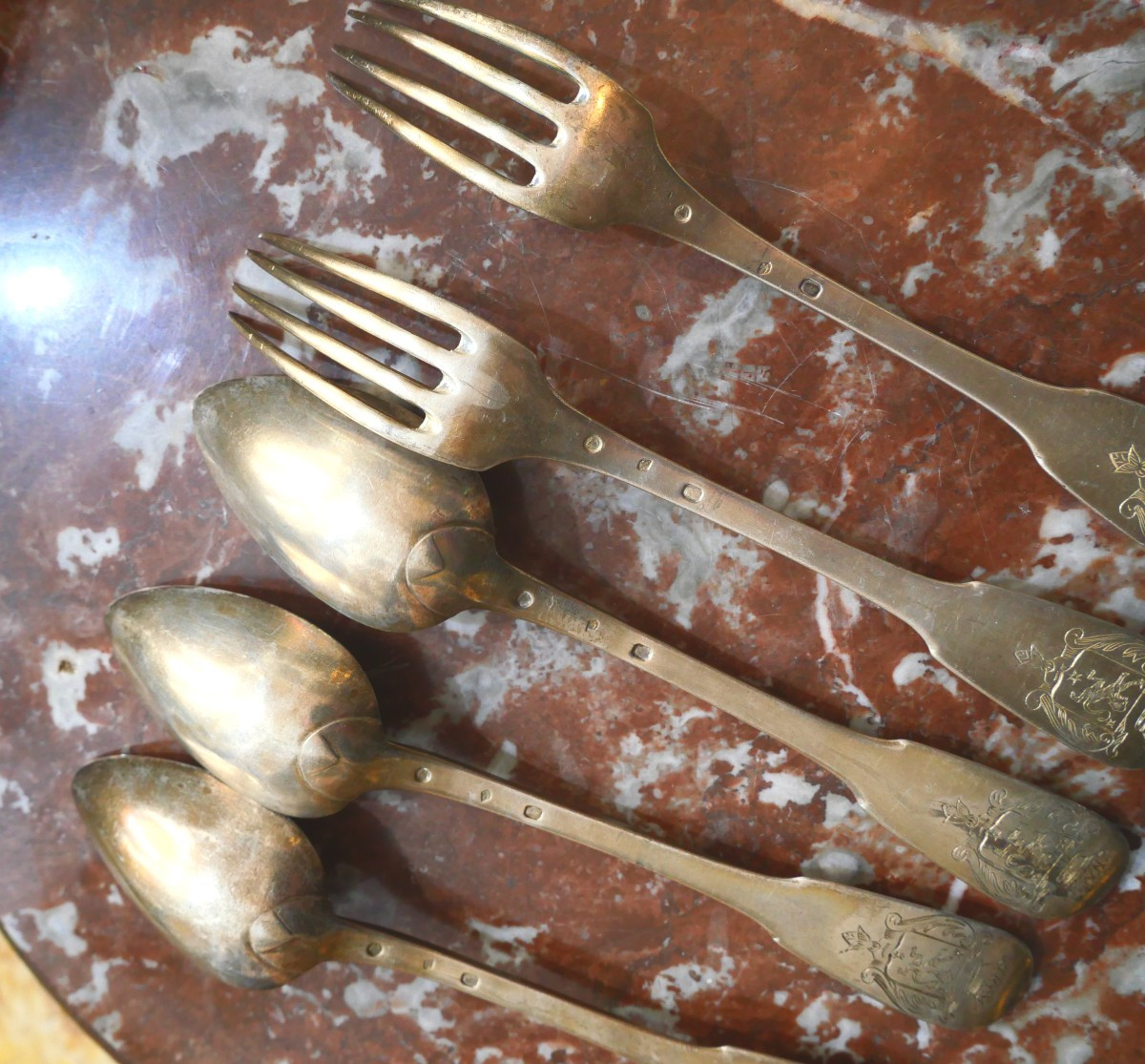 Silver Service With County Coat Of Arms 19th Century-photo-1