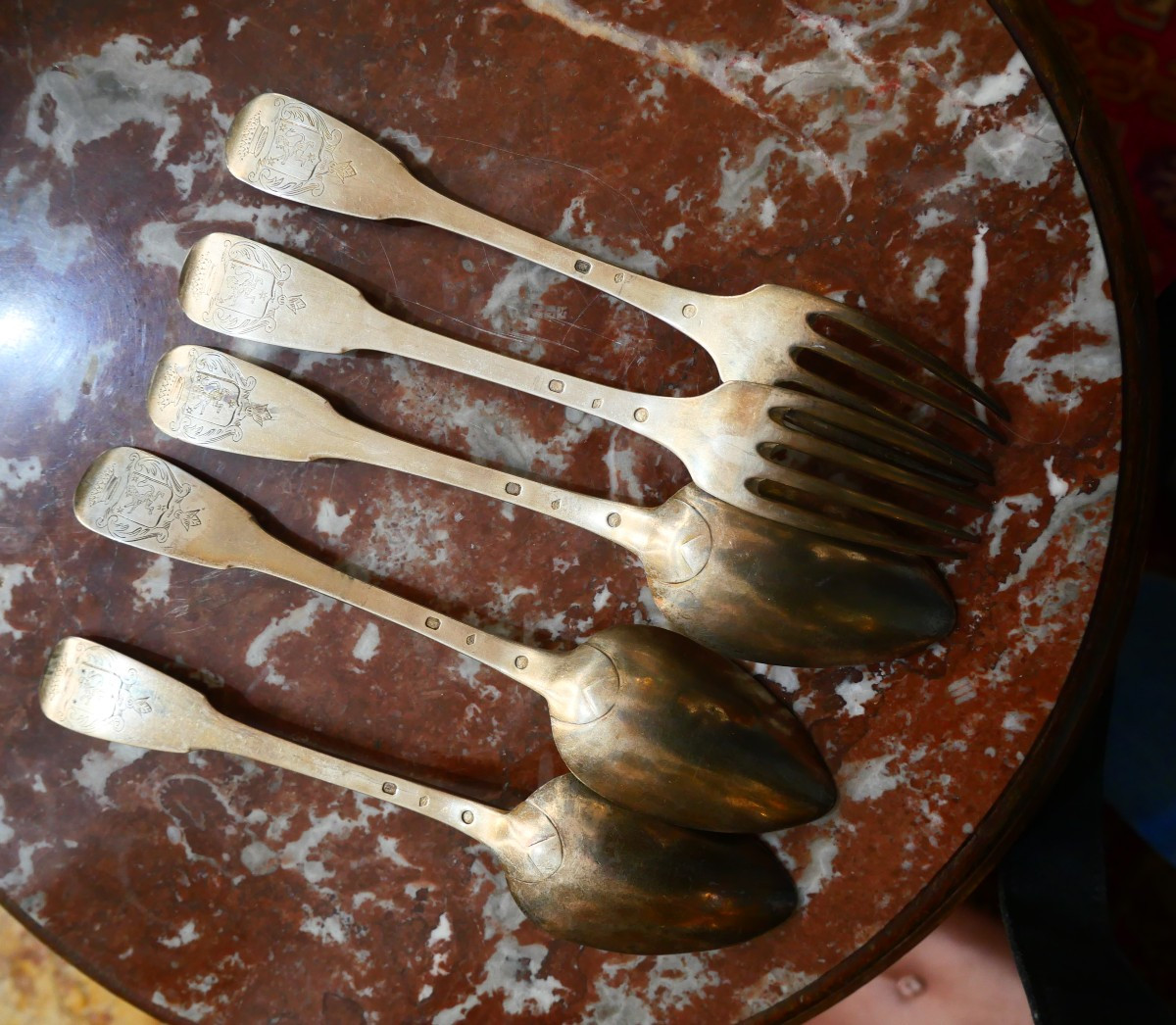 Silver Service With County Coat Of Arms 19th Century-photo-2