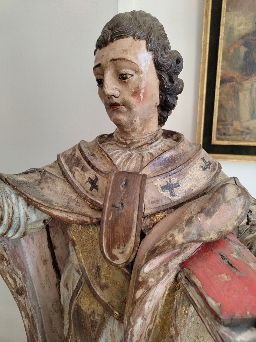 Cardinal In Carved Wood 17th Century-photo-1