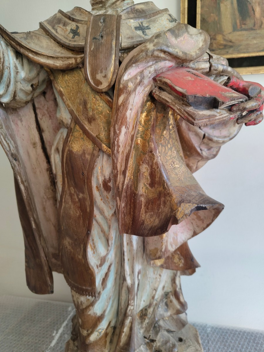 Cardinal In Carved Wood 17th Century-photo-3