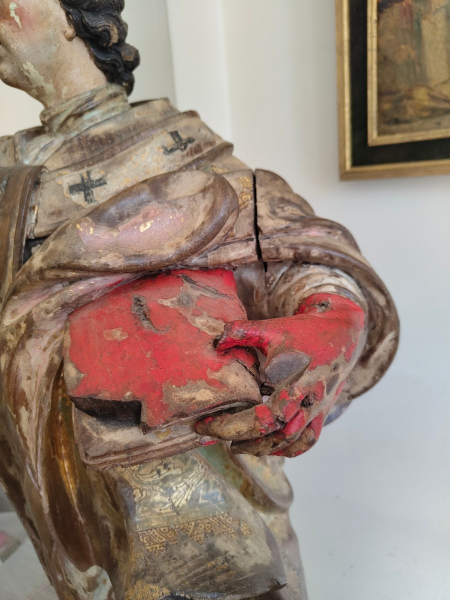 Cardinal In Carved Wood 17th Century-photo-5
