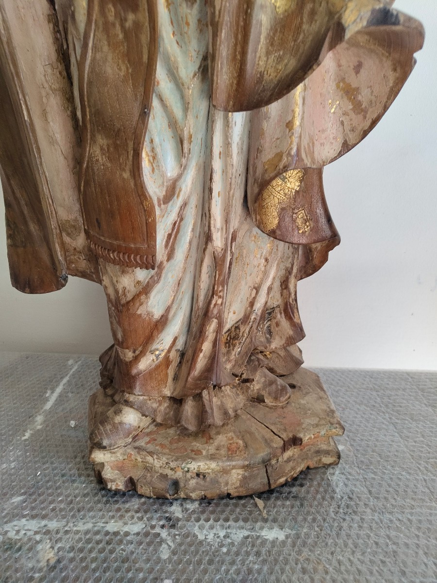 Cardinal In Carved Wood 17th Century-photo-6