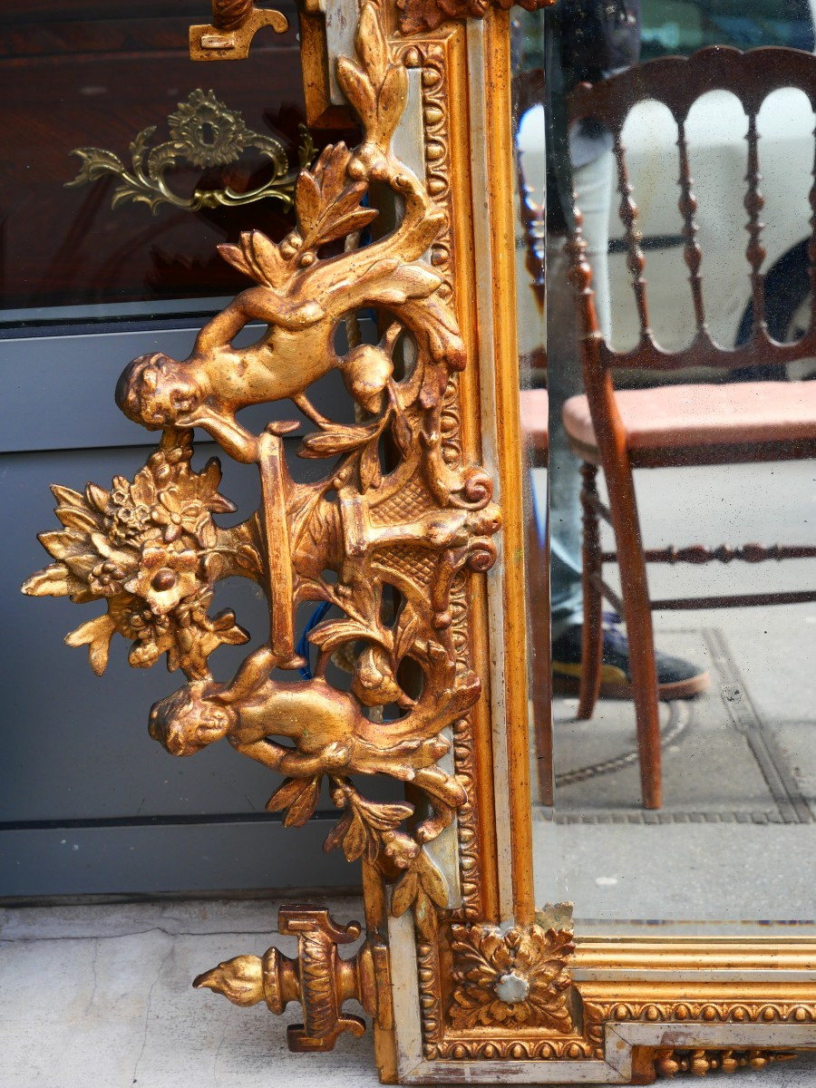 Wood And Gilded Stucco Mirror 19th Century-photo-3