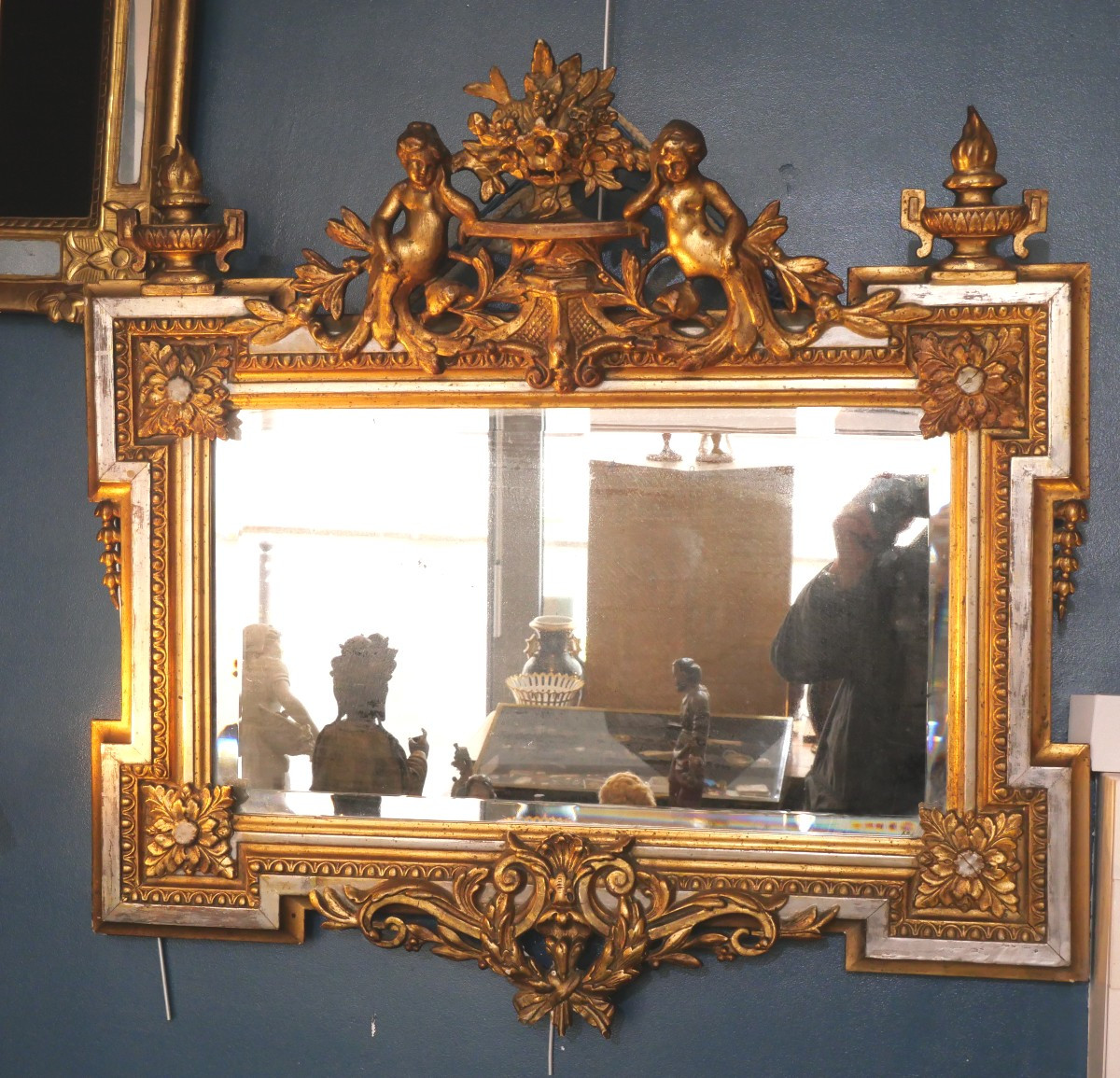 Wood And Gilded Stucco Mirror 19th Century