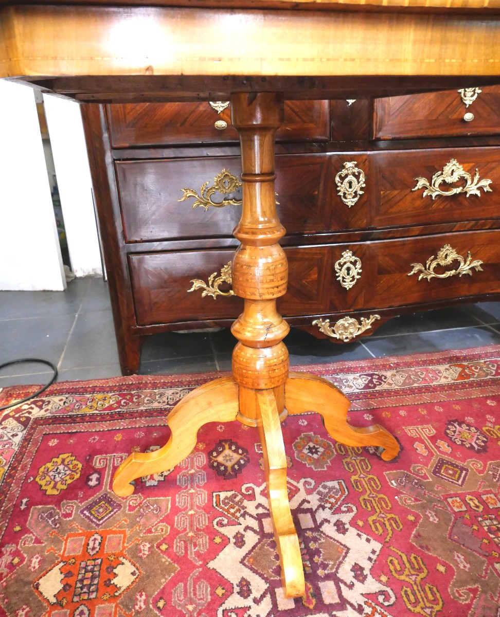 Marquetry Pedestal Table 19th Century-photo-3