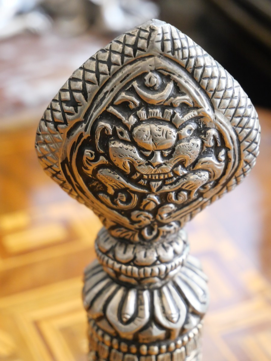Tibetan Silver-alloy Seal 20th Century-photo-3