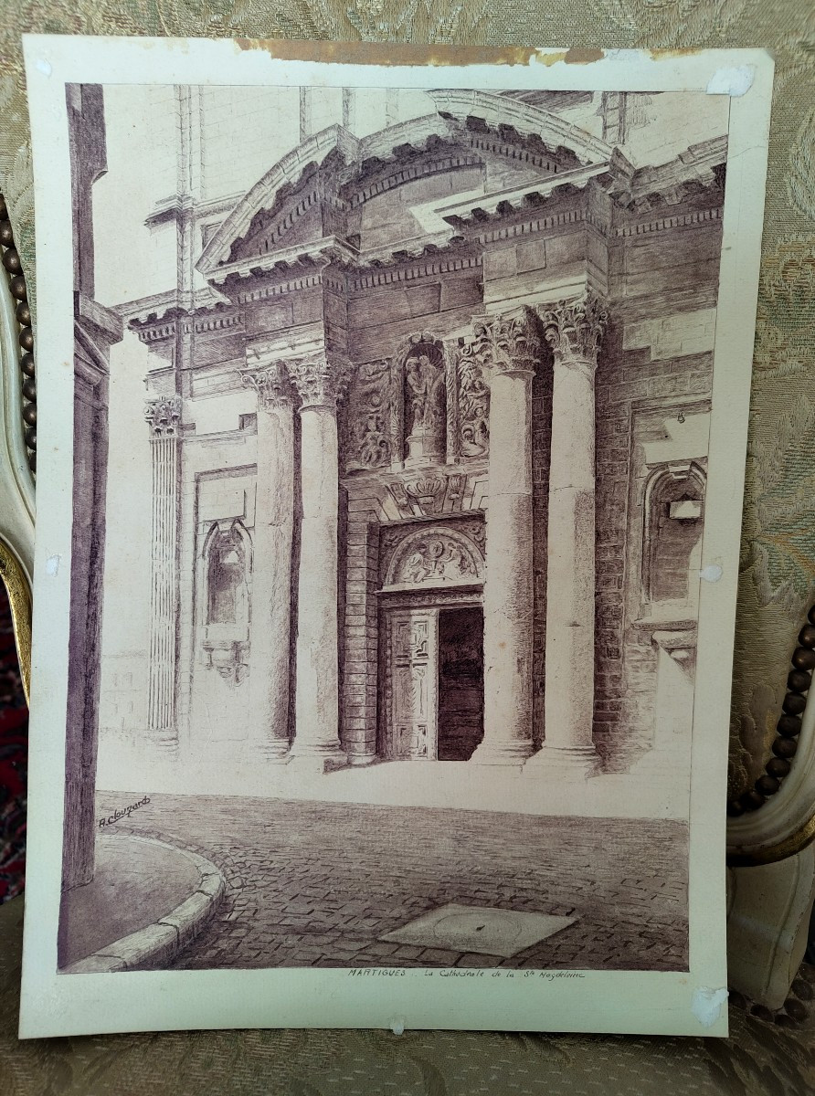 Drawing Of Saint Madeleine's Cathedral In Martigues
