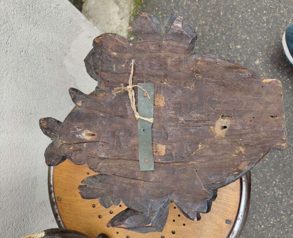 Paire de pots fleuris bois sculpté 18e-photo-2