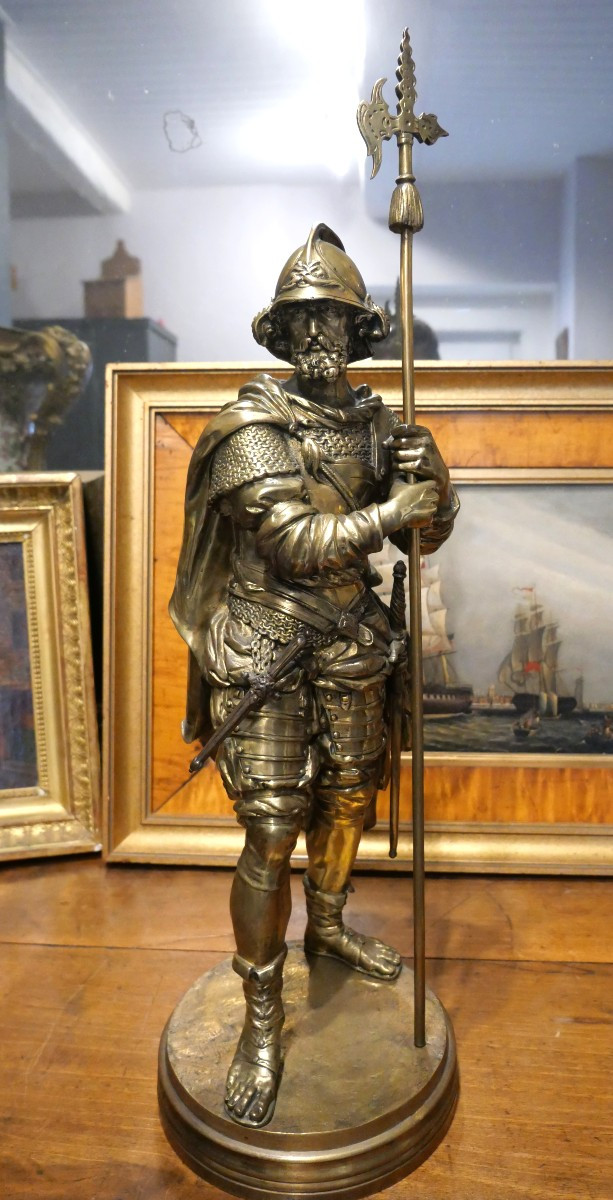 Hallebardier en bronze par Louis Marie Moris 