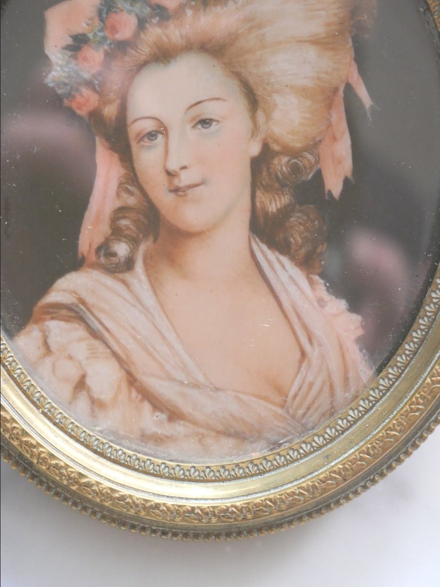 Miniature Portrait Of Mme De Lamballe 19th Century-photo-4