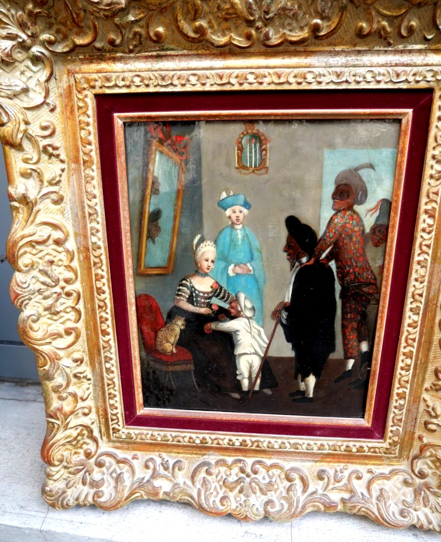 Paire de huile sur cuivre dans le gout de Pietro Longhi-photo-2