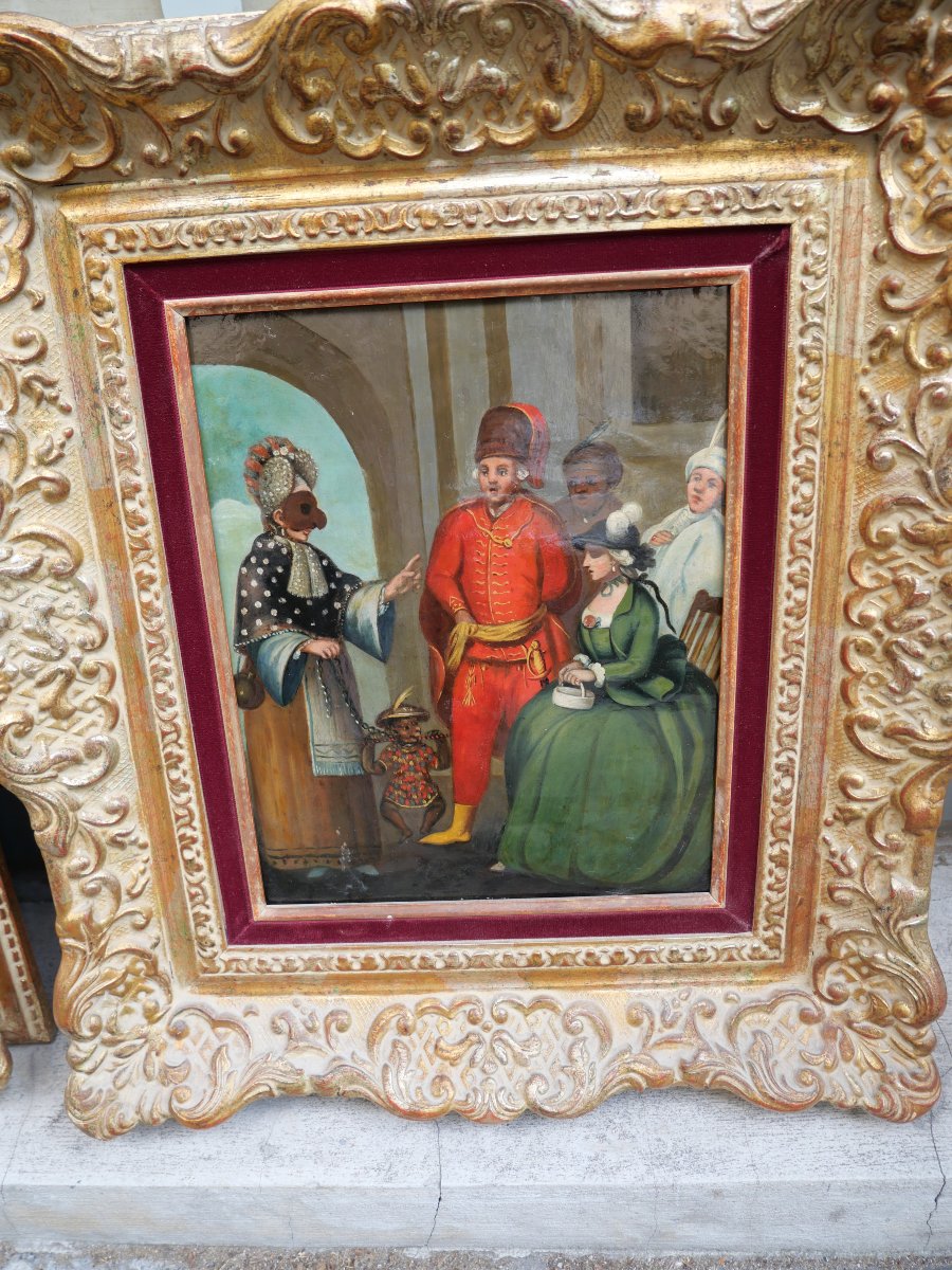 Paire de huile sur cuivre dans le gout de Pietro Longhi-photo-3