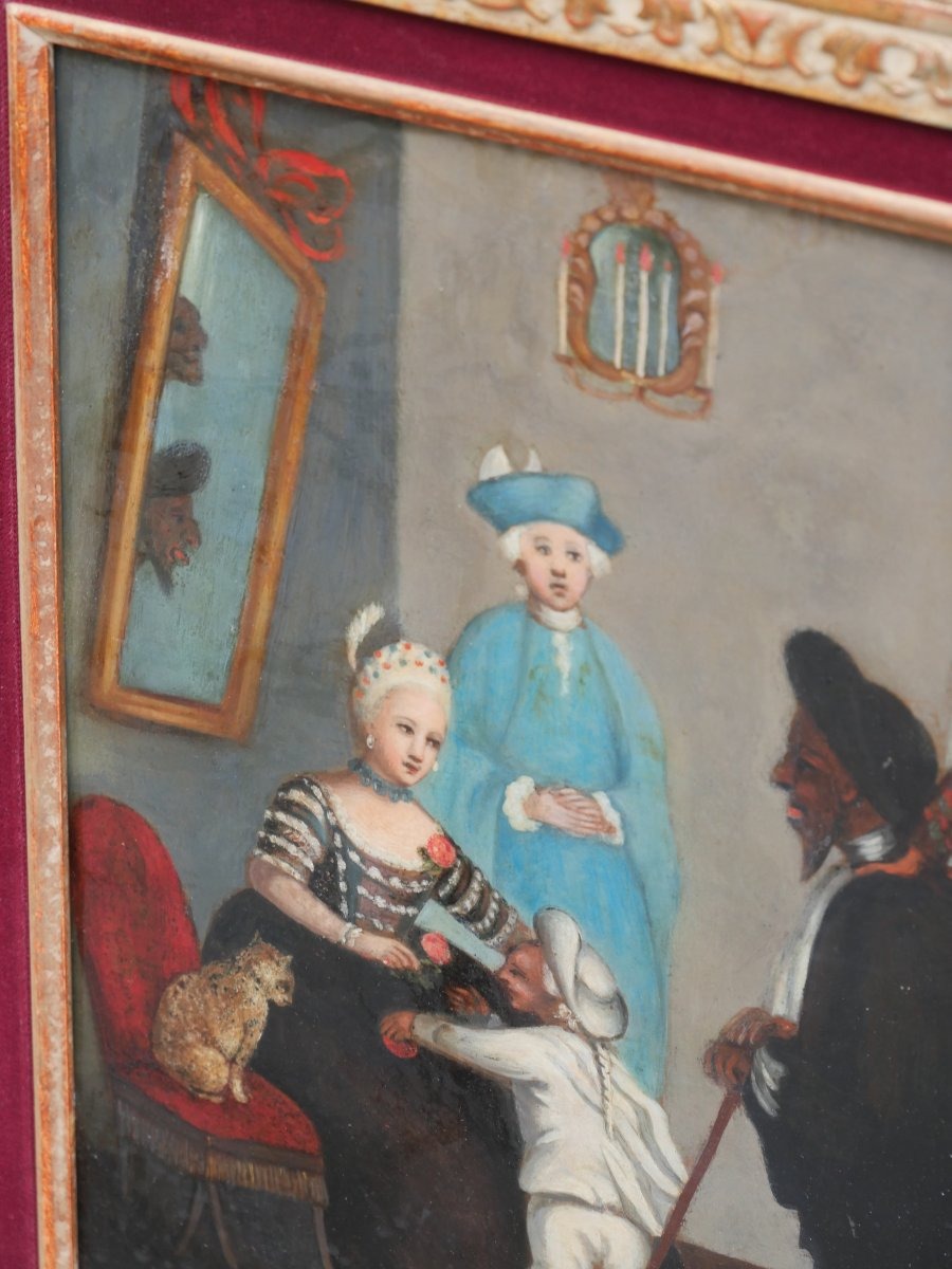 Paire de huile sur cuivre dans le gout de Pietro Longhi-photo-4