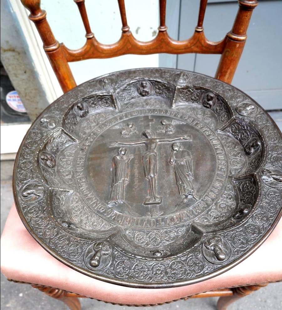 Plat Russe en bronze patiné XIXe -photo-2