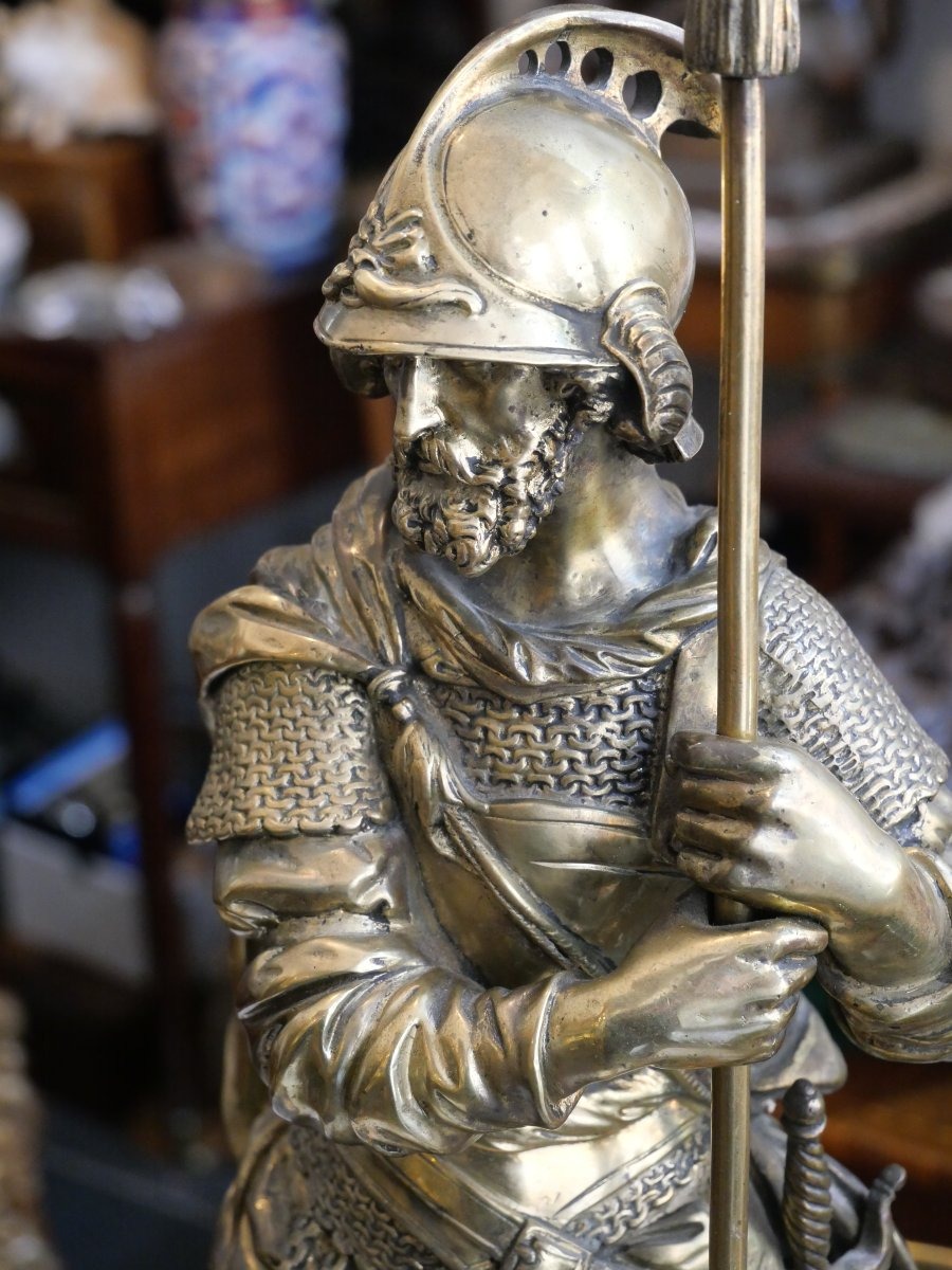 Large Gilt Bronze Warrior, Late 19th Century-photo-2