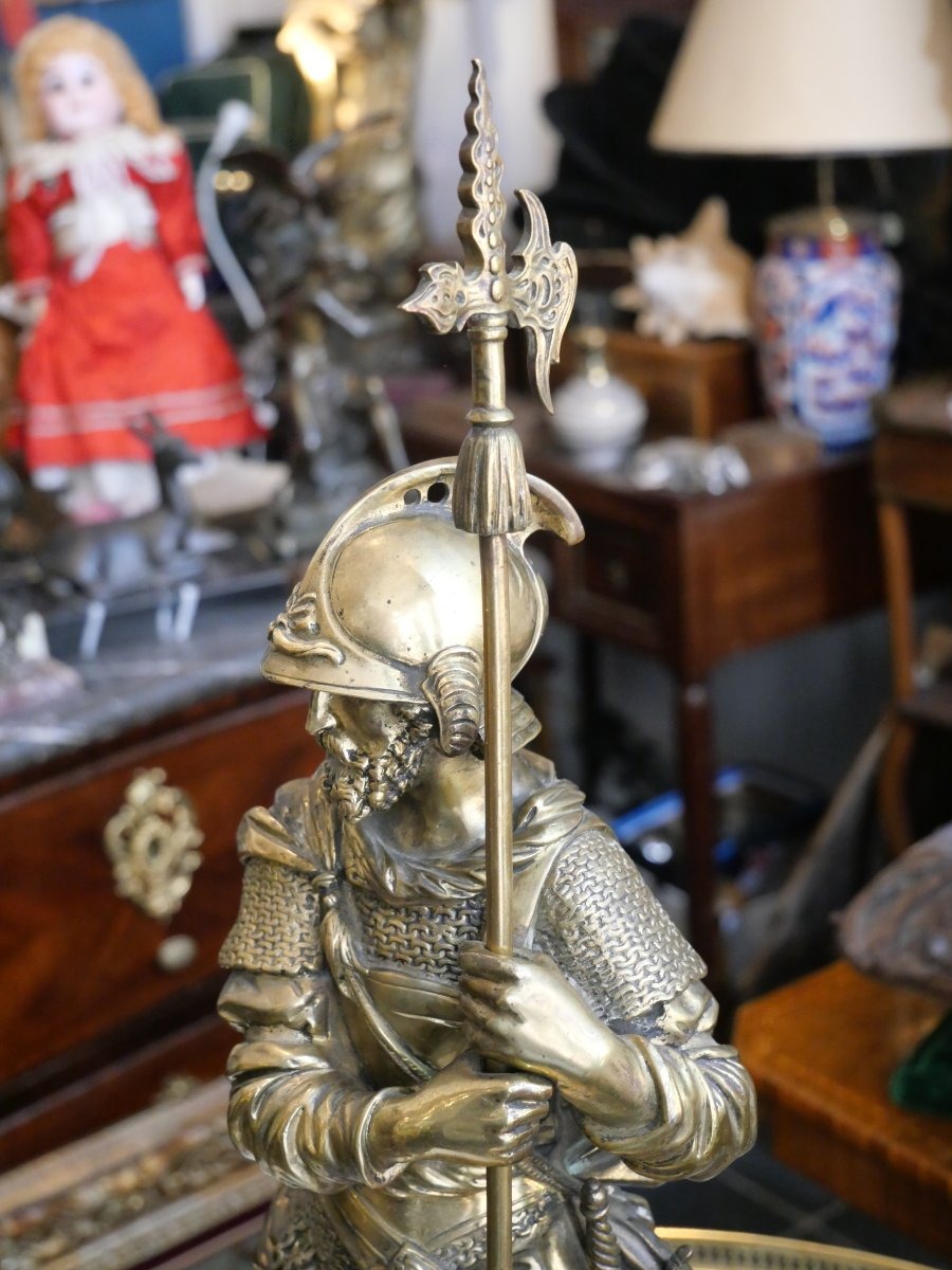 Large Gilt Bronze Warrior, Late 19th Century-photo-3