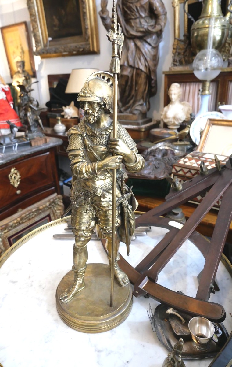 Large Gilt Bronze Warrior, Late 19th Century