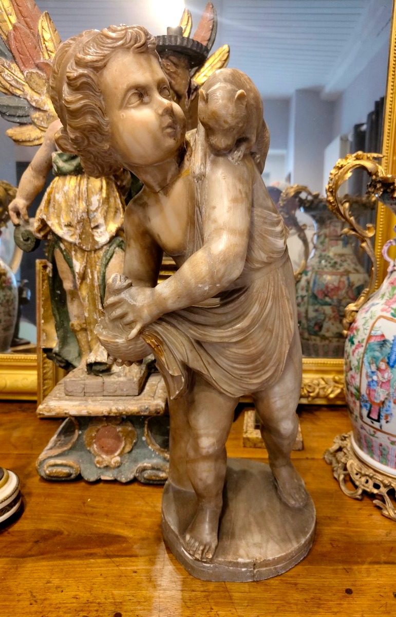 19th-century Alabaster Cherub