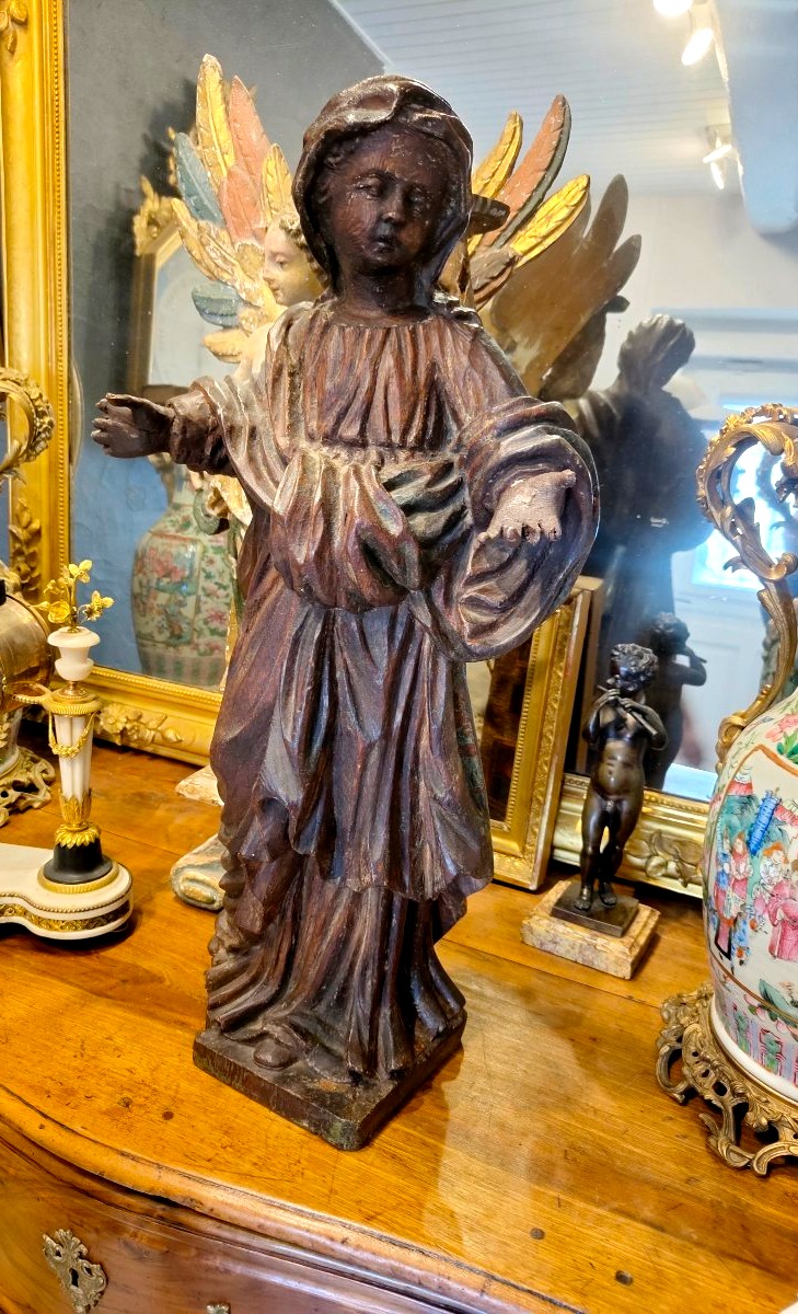 18th-century Carved Wooden Statue Of A Saint