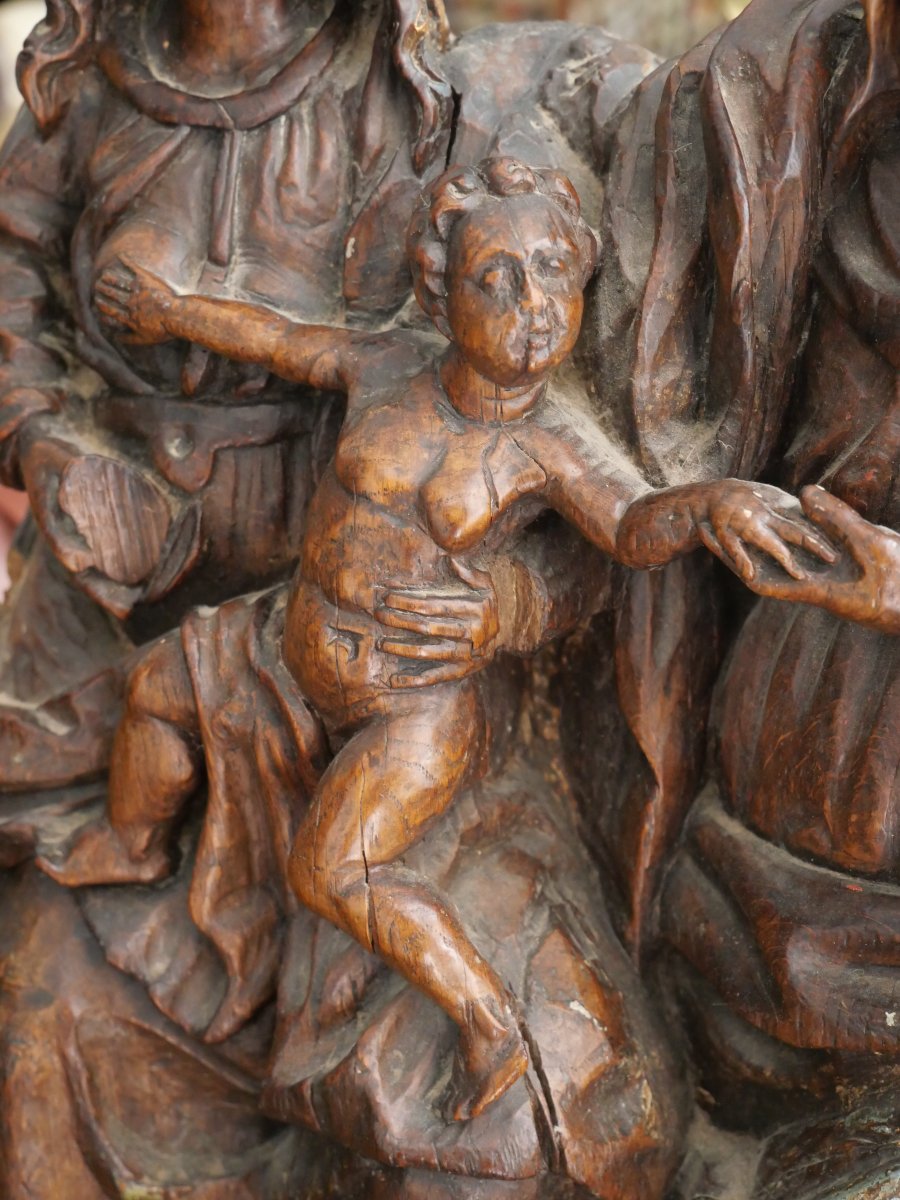 Ste Anne trinitaire bois sculpté du 17e-photo-2