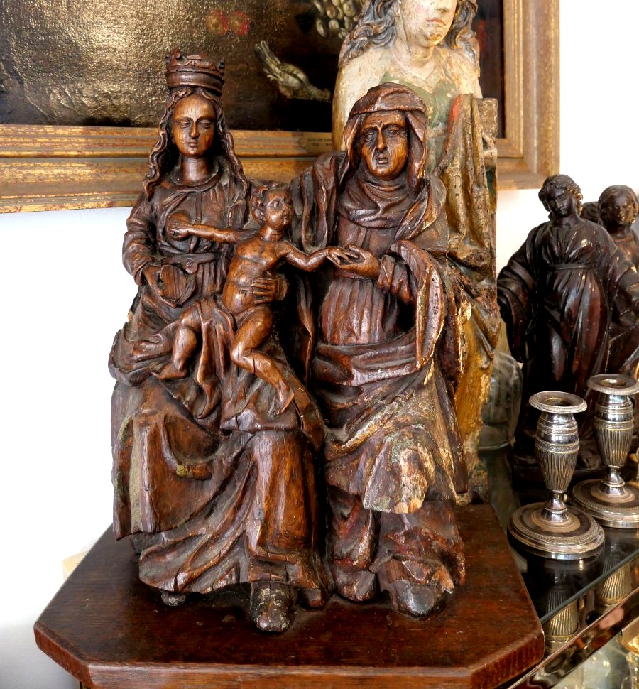 Ste Anne trinitaire bois sculpté du 17e