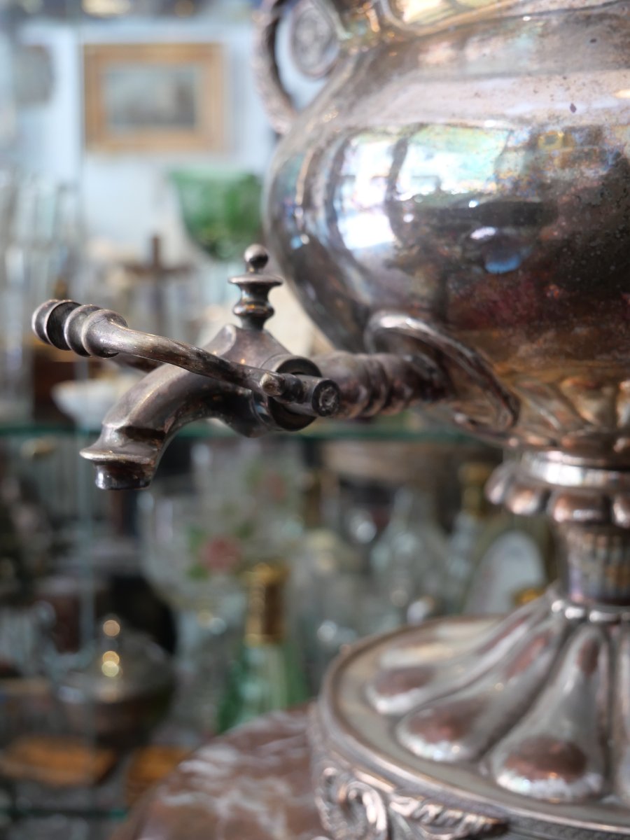 19th-century Silver-plated Metal Samovar -photo-3