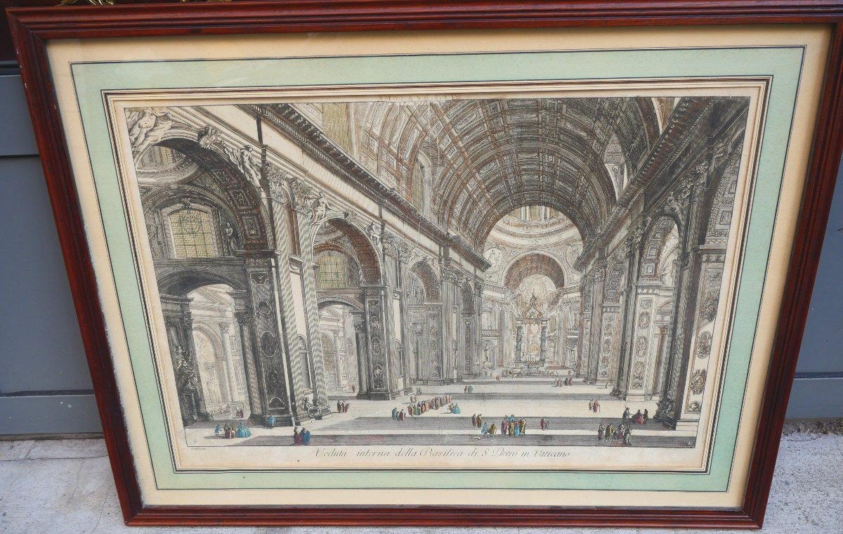 Vue de l'intérieur de la basilique st pierre de Rome XVIIIe