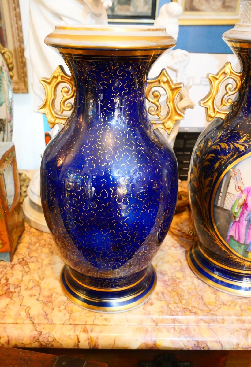 Paire de vases en porcelaine personnages chinois 19e-photo-1