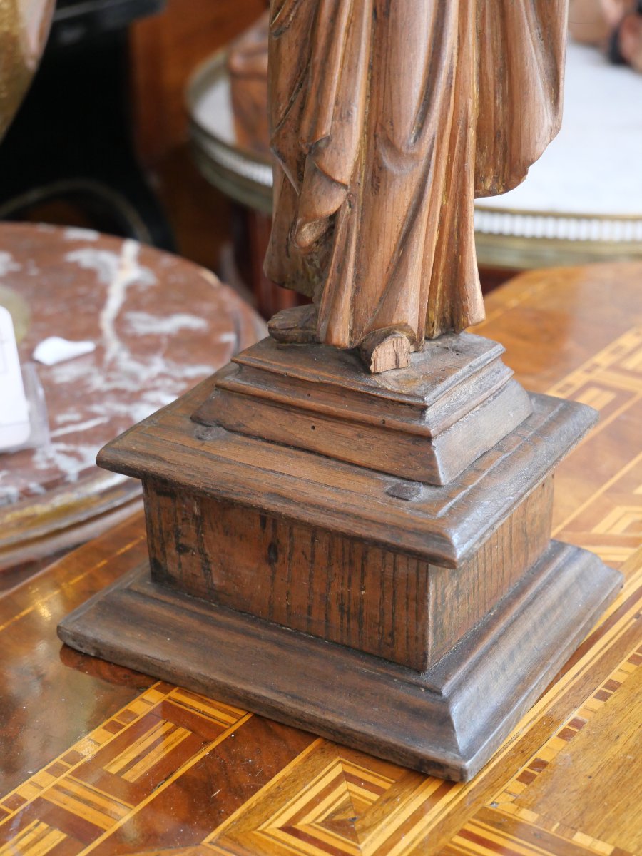 18th-century Carved Wooden Virgin And Child-photo-3