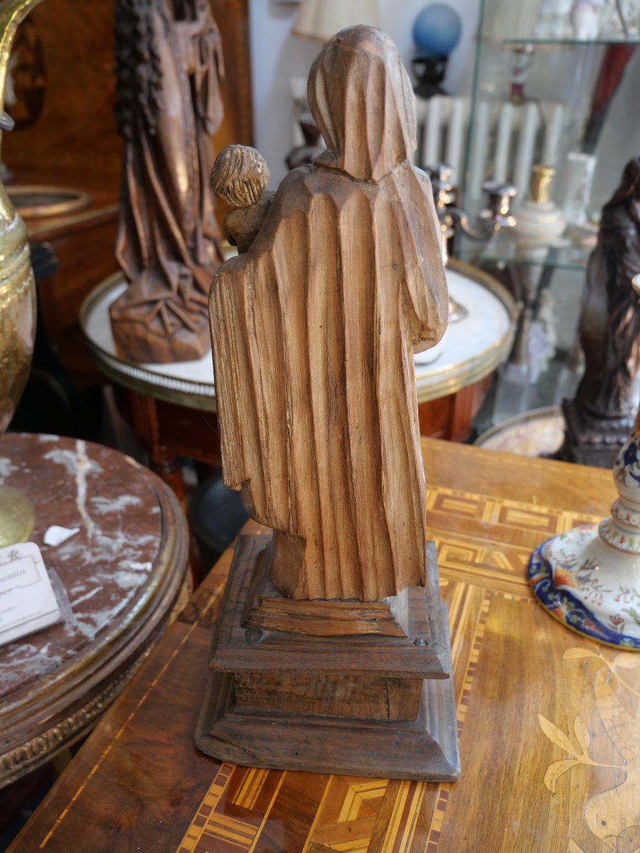 18th-century Carved Wooden Virgin And Child-photo-4