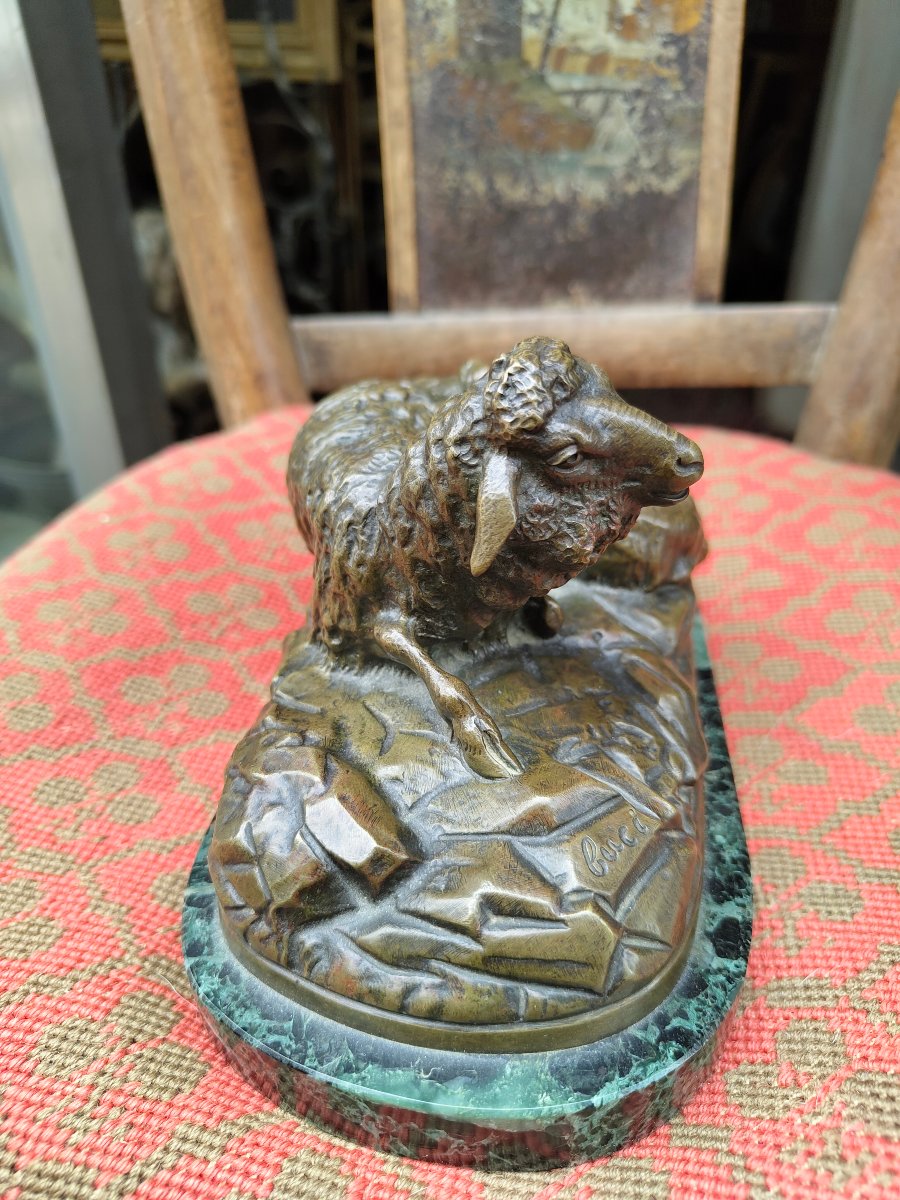 Late 19th-century Bronze Sheep And Lamb-photo-2