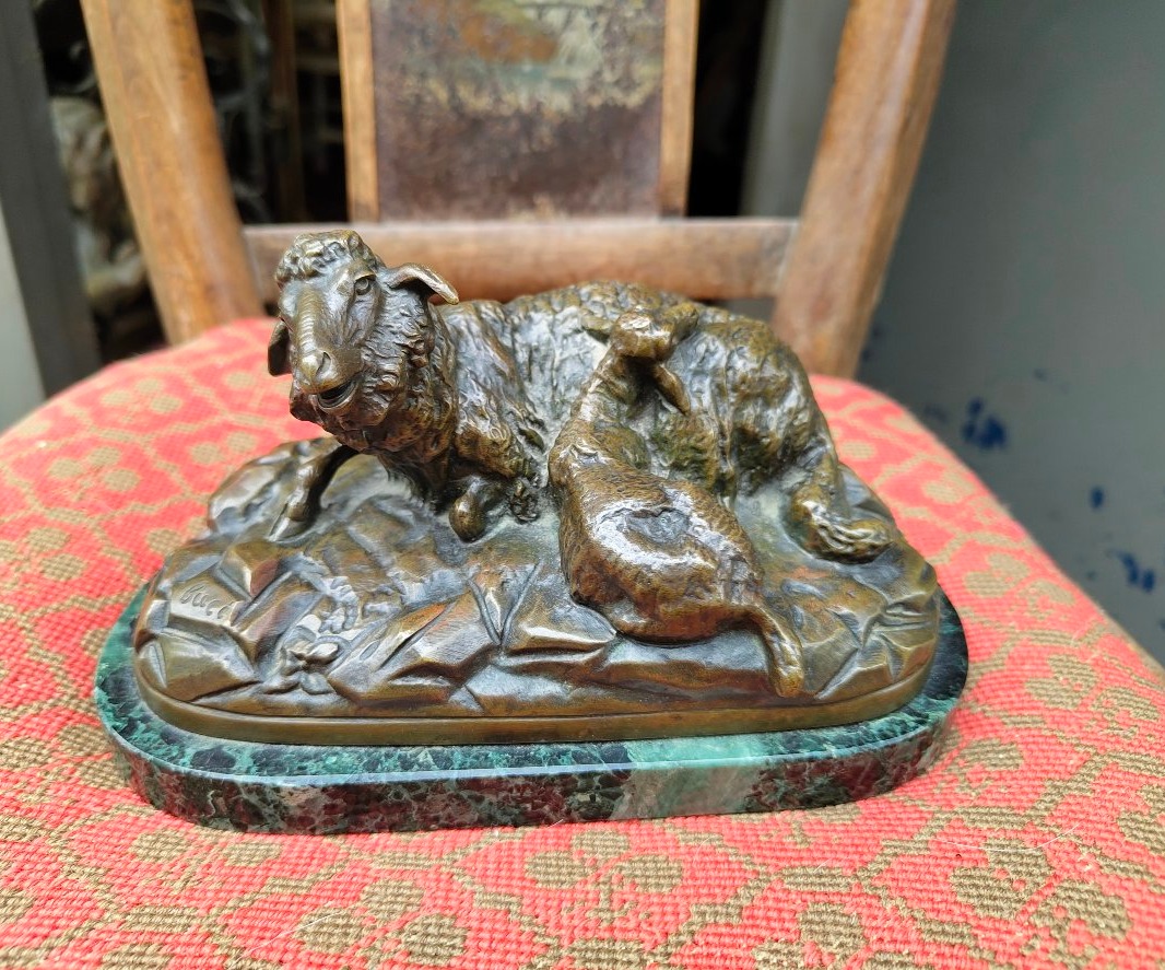 Late 19th-century Bronze Sheep And Lamb