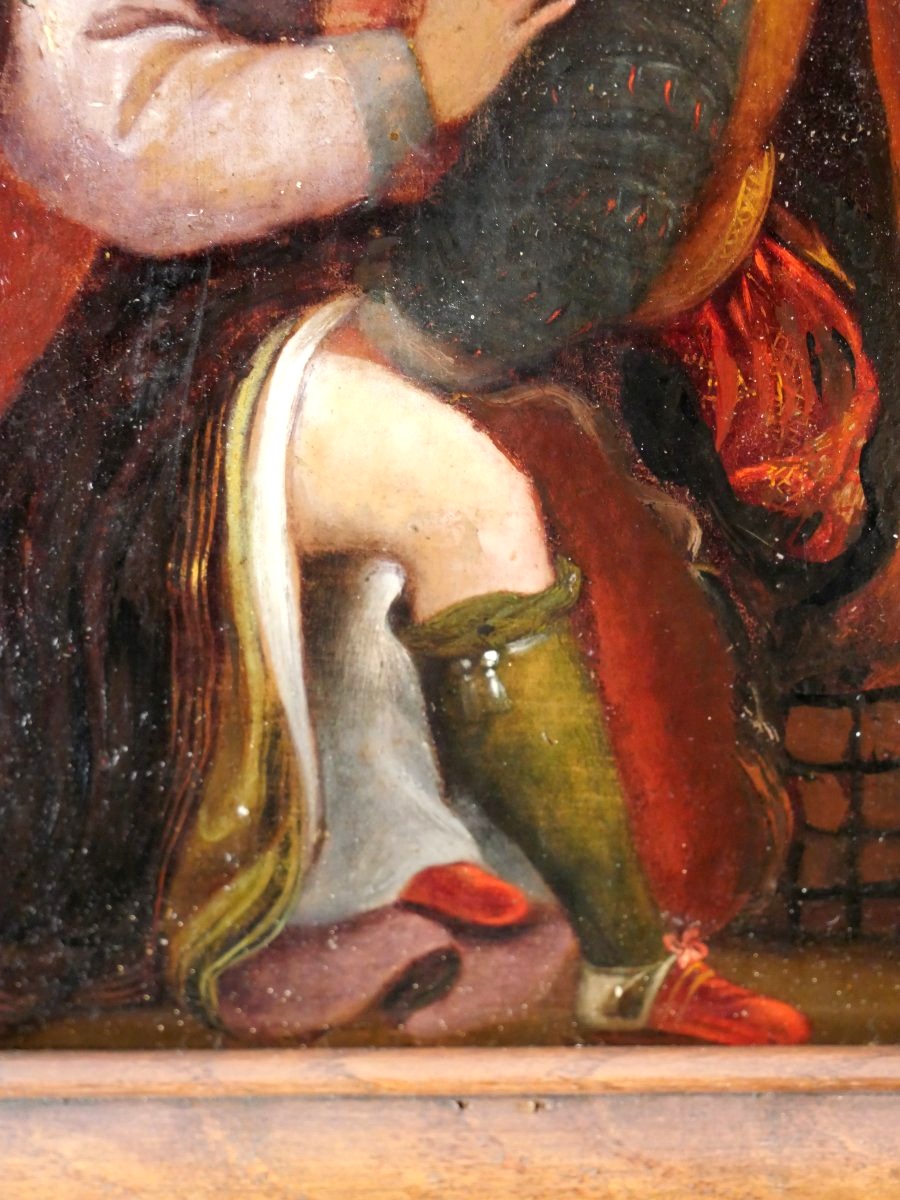 Erotic Scene, Oil On Copper, 17th Century -photo-3