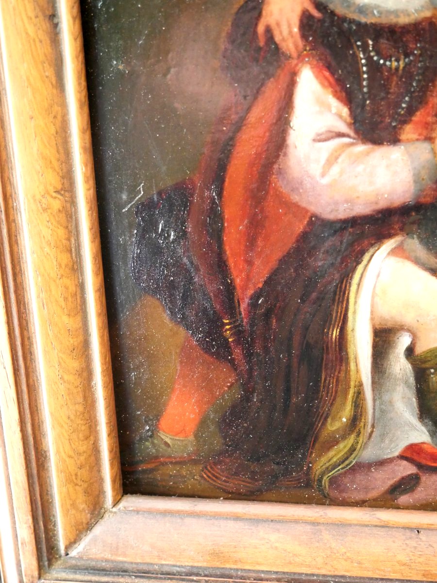 Erotic Scene, Oil On Copper, 17th Century -photo-4