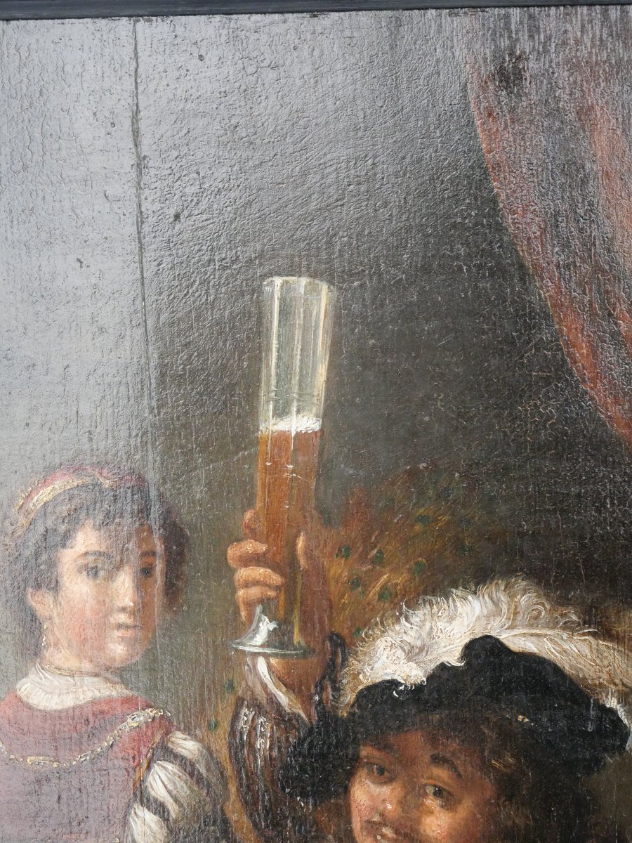 Huile sur panneau d'après Rembrandt fin du 17e-photo-4