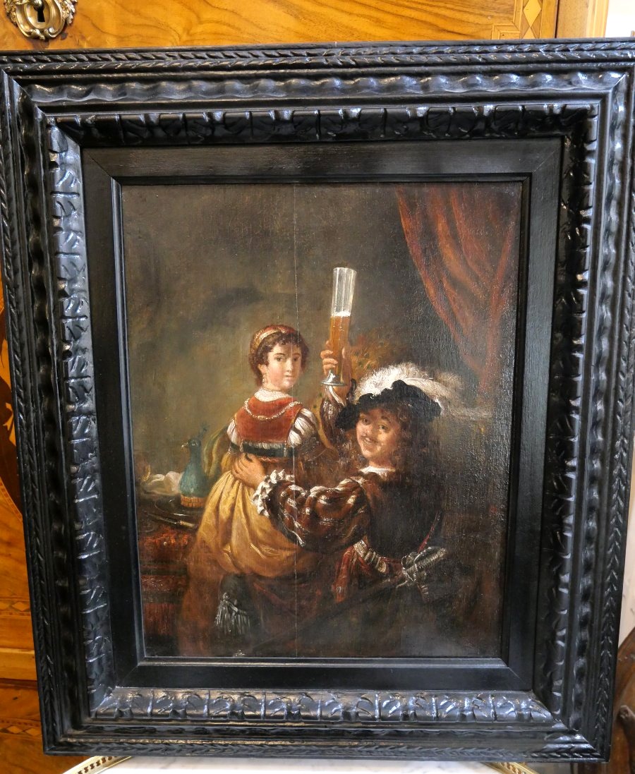 Huile sur panneau d'après Rembrandt fin du 17e