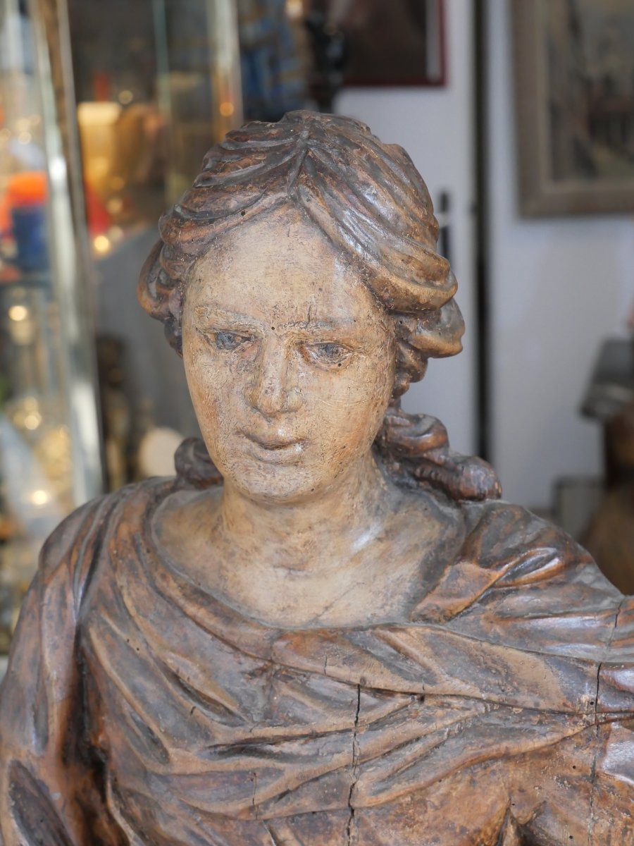 17th-century Carved Wooden Virgin Mary -photo-2