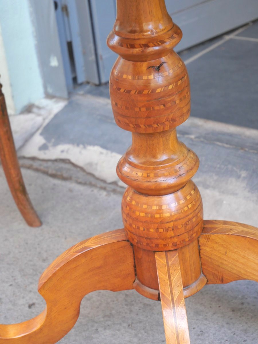 19th-century Marquetry Pedestal Table-photo-4