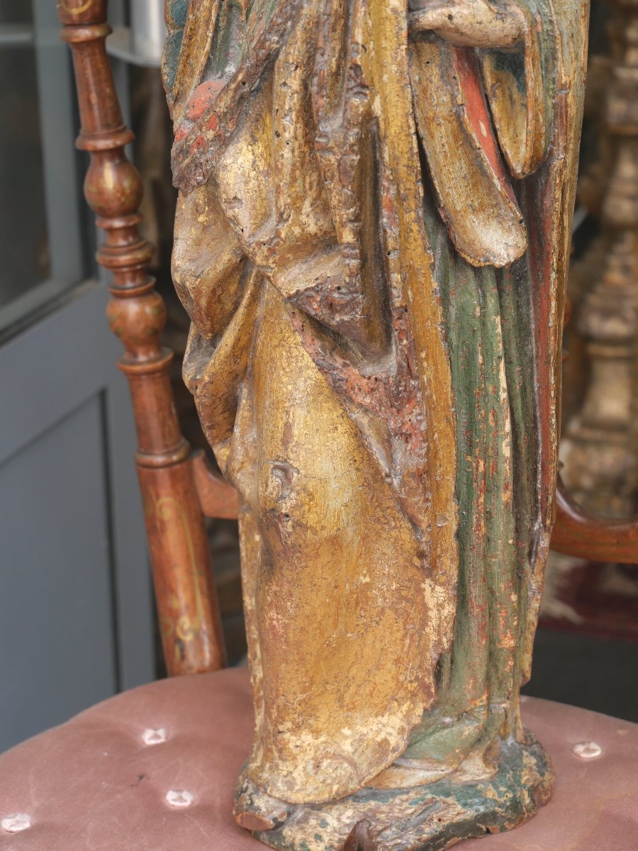 15th-century Carved Wooden Statue Of Saint Catherine-photo-2