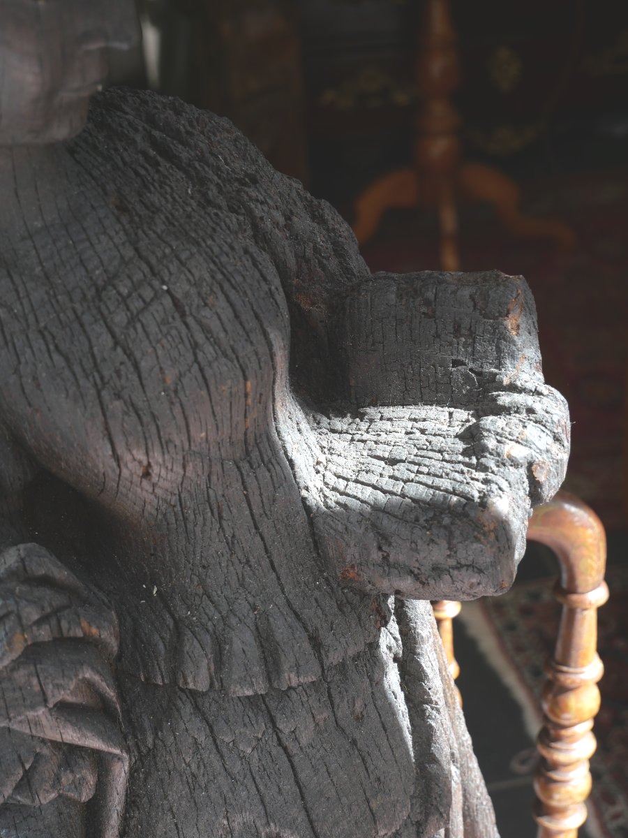 Carved Wooden Statue Of A Saint, 16th Century -photo-4