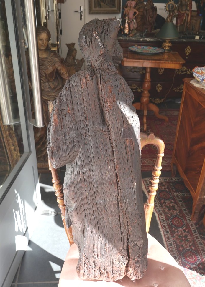 Carved Wooden Statue Of A Saint, 16th Century -photo-1