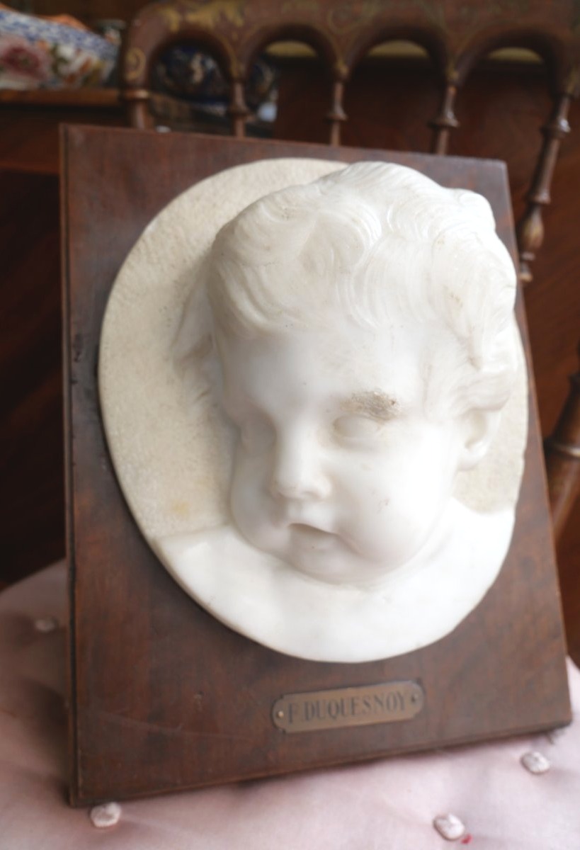 19th-century Marble Angel's Head 