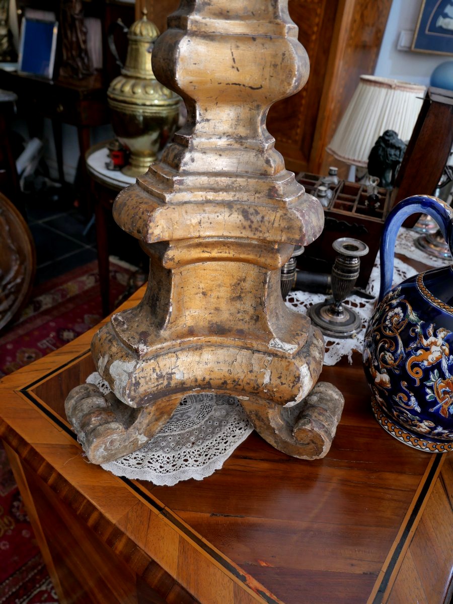 18th-century Gilded Wooden Candleholder -photo-3