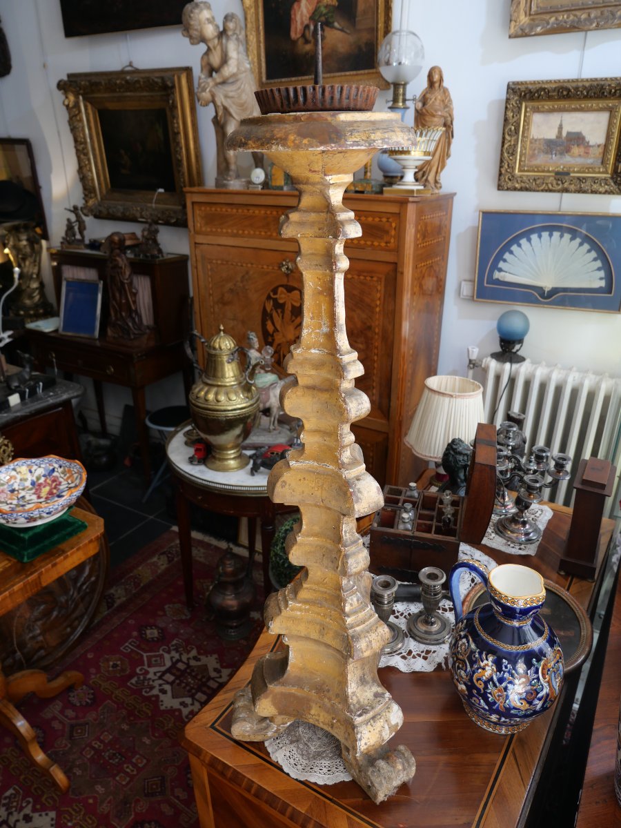 18th-century Gilded Wooden Candleholder -photo-4
