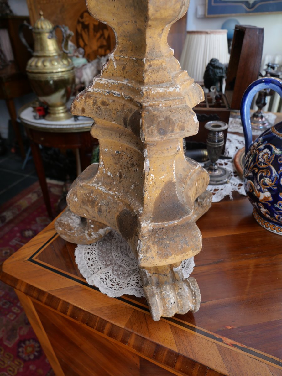 18th-century Gilded Wooden Candleholder -photo-2