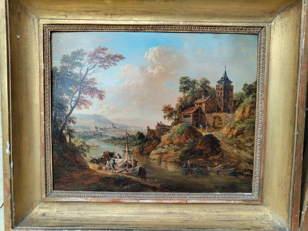 Paire de paysages Rhenan par Christian georg Schütz 18e-photo-3