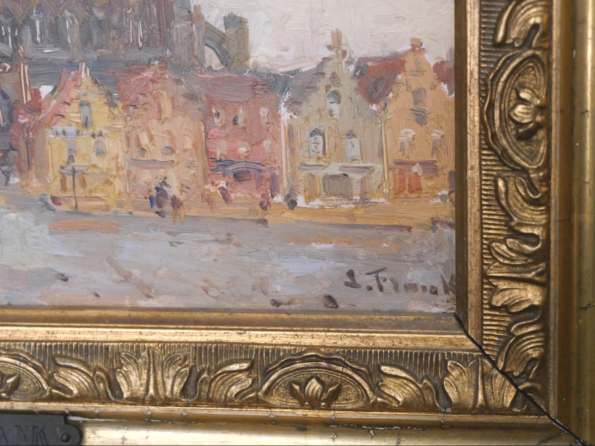 Huile sur panneau de Lucien Frank fin du 19e-photo-2
