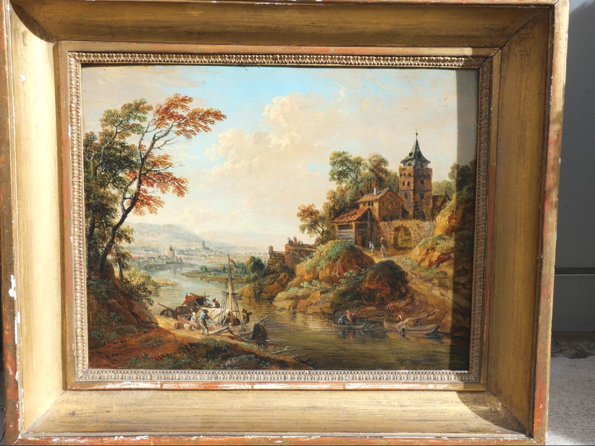 Paire de paysages par Christian Georg Shutz fin du 18e-photo-2