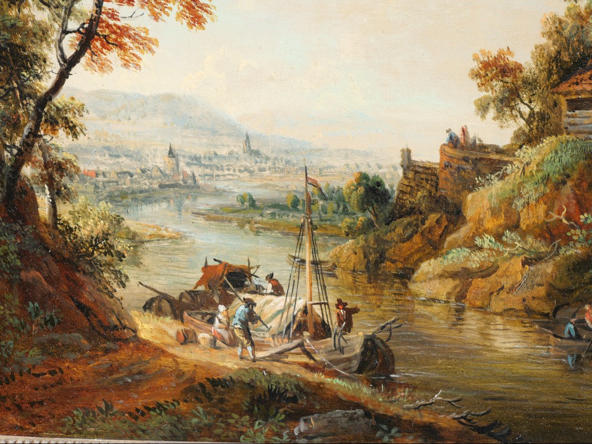 Paire de paysages par Christian Georg Shutz fin du 18e-photo-1